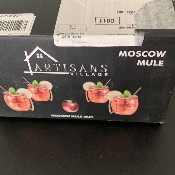 Set of 4 Copper Moscow Mule Mugs Cups Handcrafted - 16 oz + Straws & Shot Glass - Picture 6 of 7